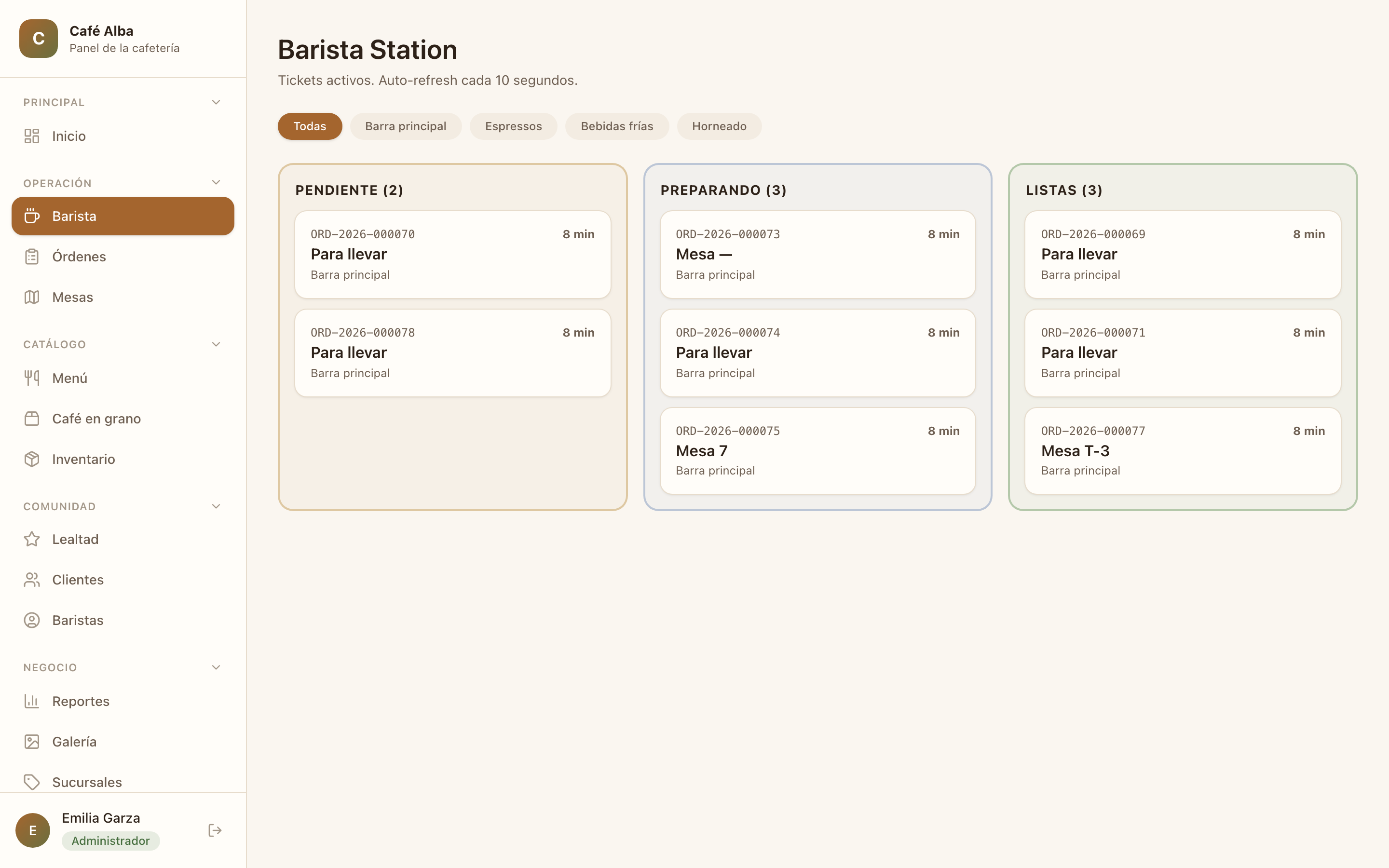 Estación de barista